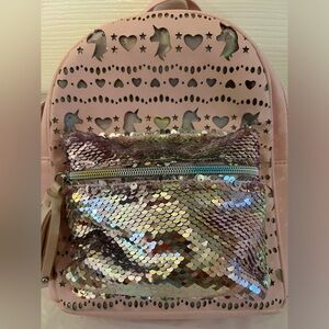 Blush Pink sequin Unicorn small backpack purse